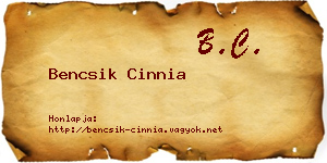 Bencsik Cinnia névjegykártya